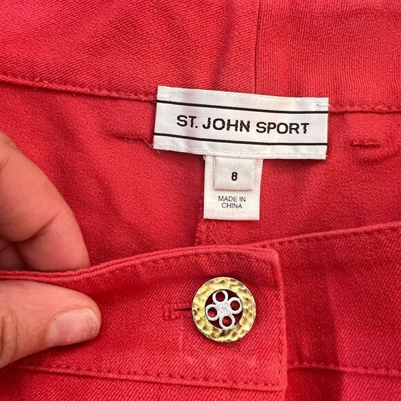 St John sport coral pink red stretch summer pants size 8 - Picture 7 of 10